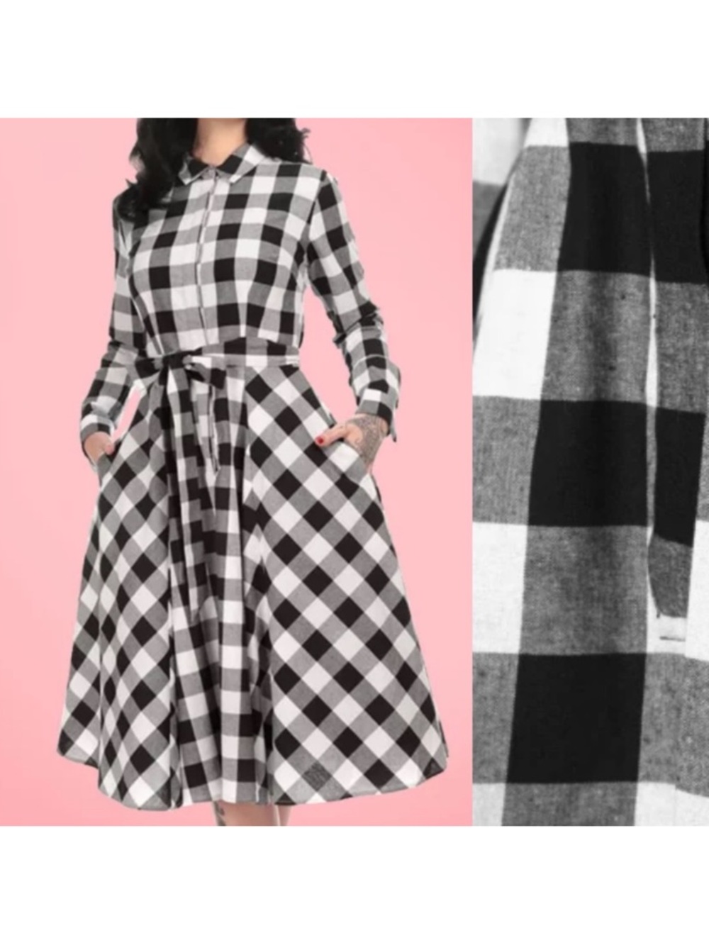 Collectif X ModCloth 50s Mara Check Midi Fit & Flare Shirtdress Shirt Dress
